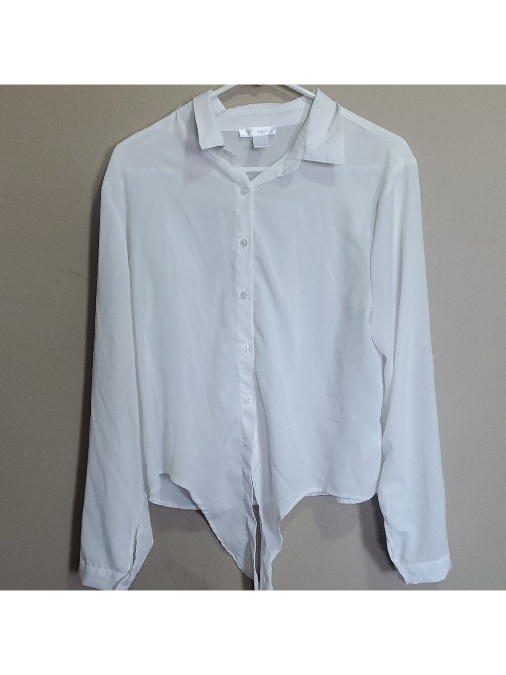Revamped White Button-Up Blouse With Ties Size Xl